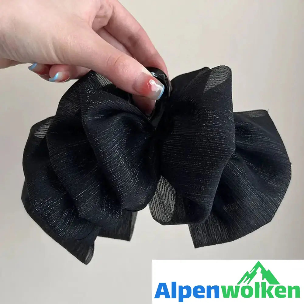 Alpenwolken - Elegante Damen Haifischklammer Silberfilament Schwarz