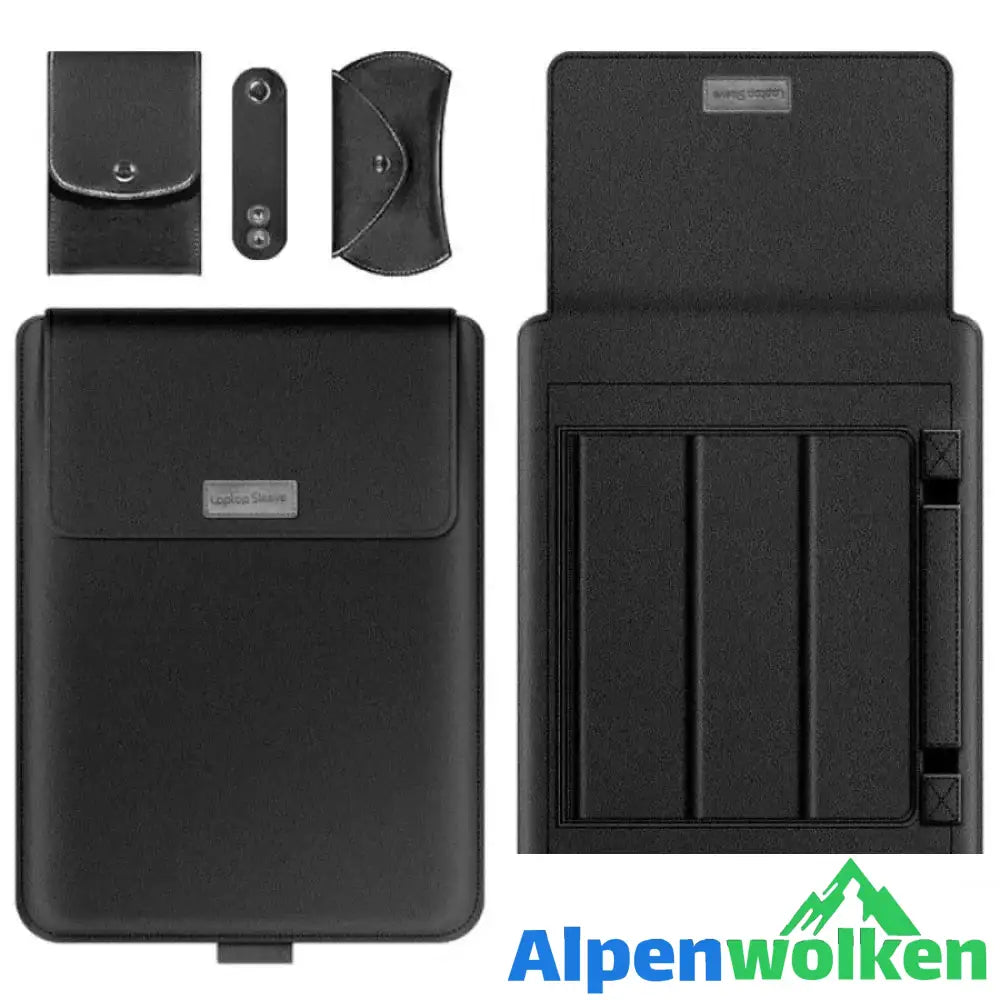 Alpenwolken - Elegante Laptoptasche und multifunktionaler Laptopständer Schwarz