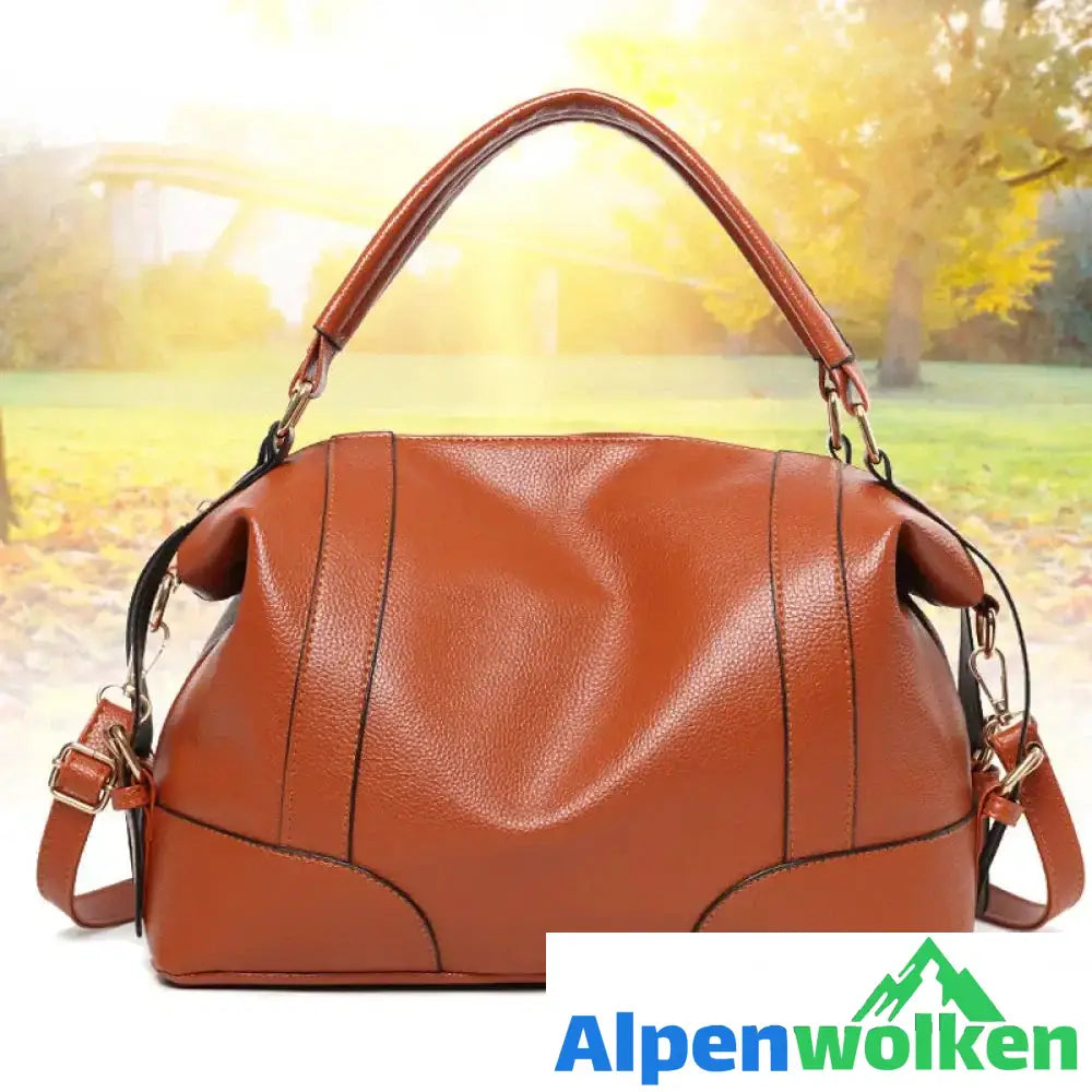 Alpenwolken - Elegante Schlichte Damen-Umhängetasche Aus Leder