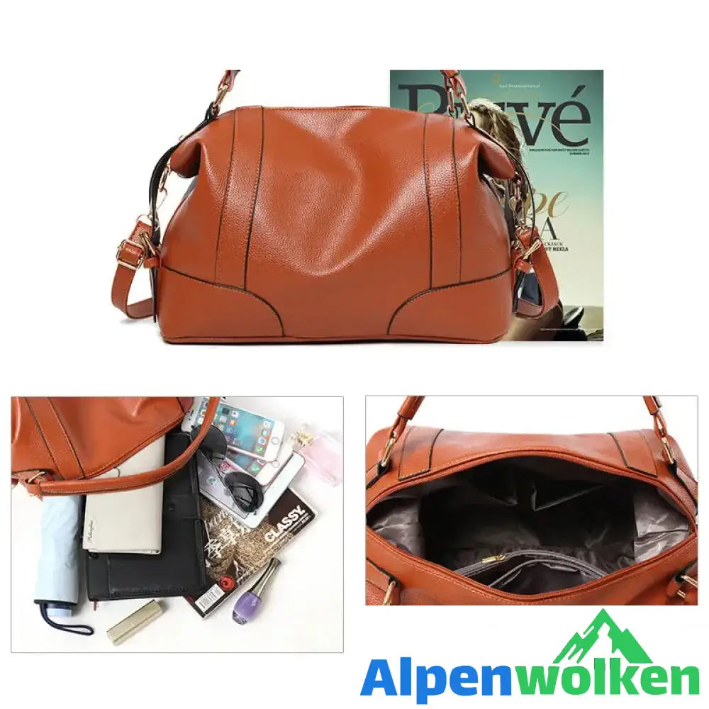 Alpenwolken - Elegante Schlichte Damen-Umhängetasche Aus Leder