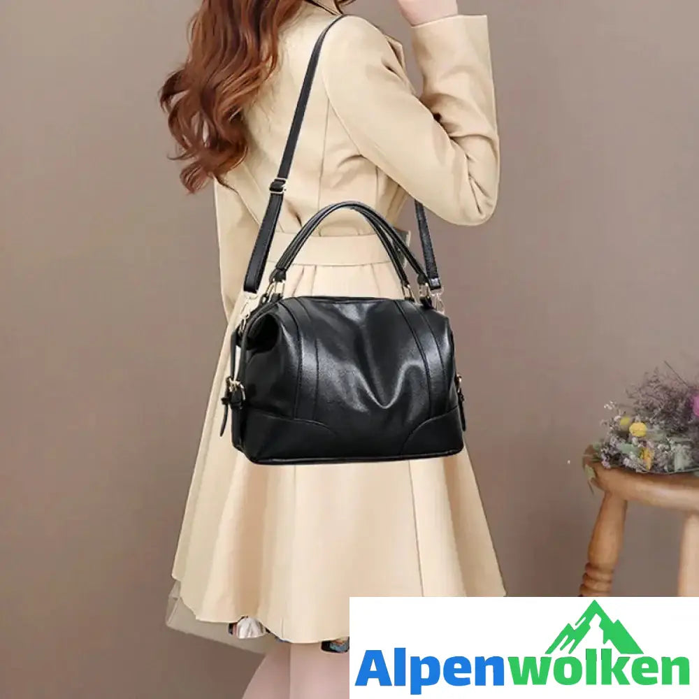 Alpenwolken - Elegante Schlichte Damen-Umhängetasche Aus Leder