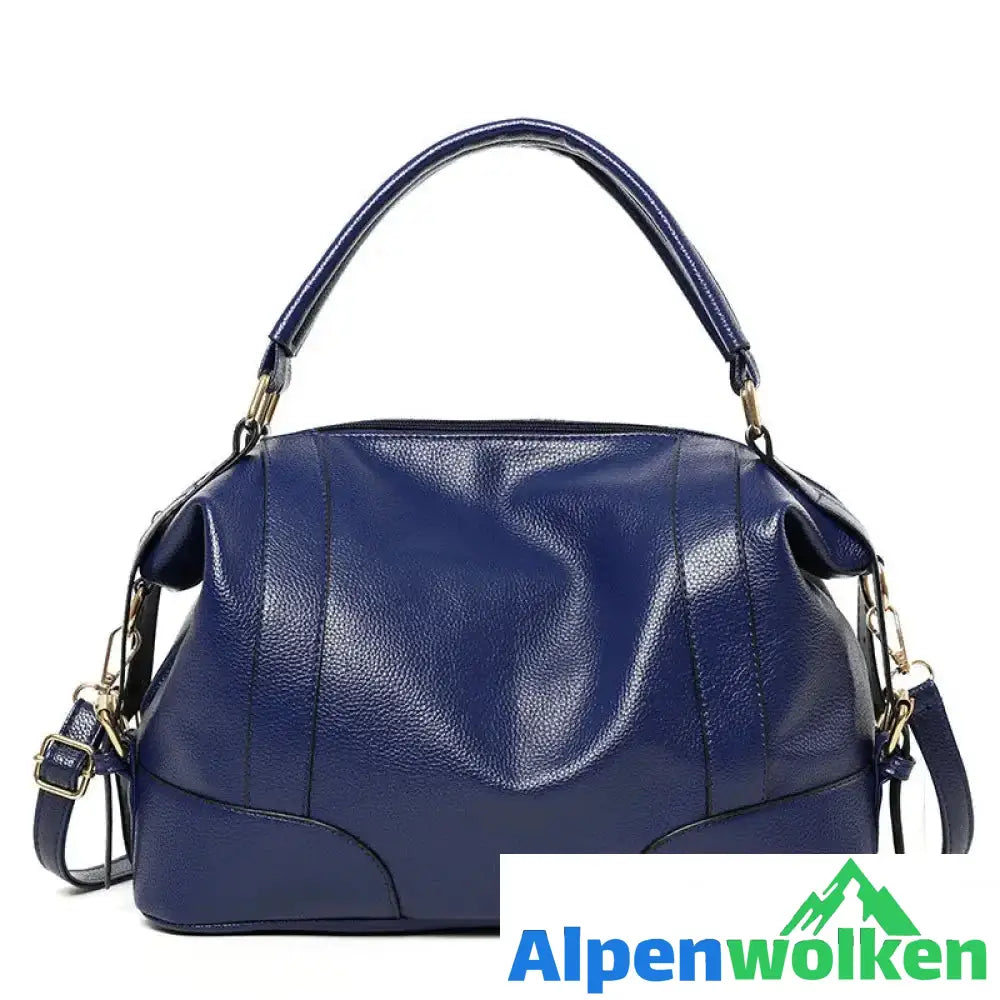 Alpenwolken - Elegante Schlichte Damen-Umhängetasche Aus Leder blau