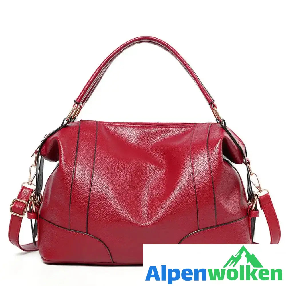 Alpenwolken - Elegante Schlichte Damen-Umhängetasche Aus Leder rot