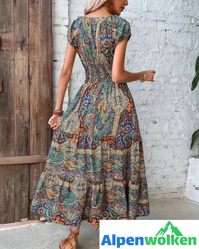 Alpenwolken - Elegantes Kleid mit Vintage-Print | festival outfit