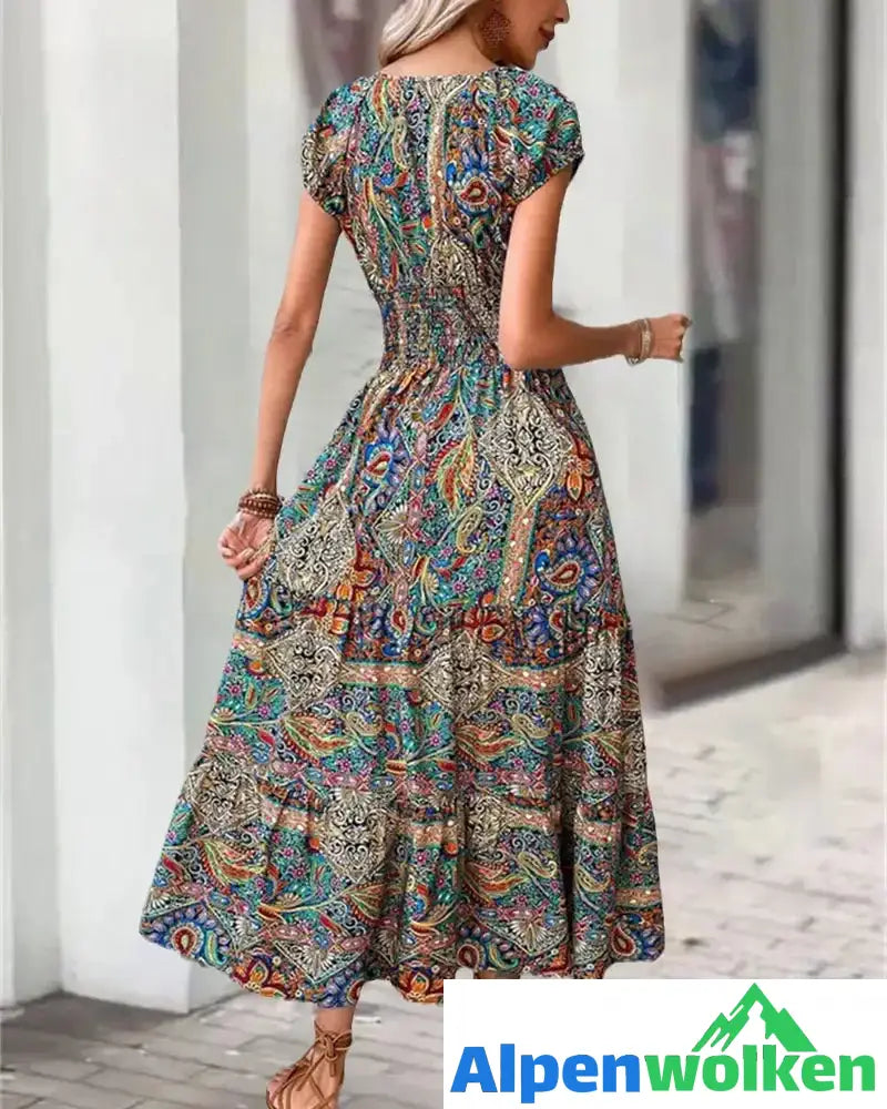 Alpenwolken - Elegantes Kleid mit Vintage-Print | festival outfit