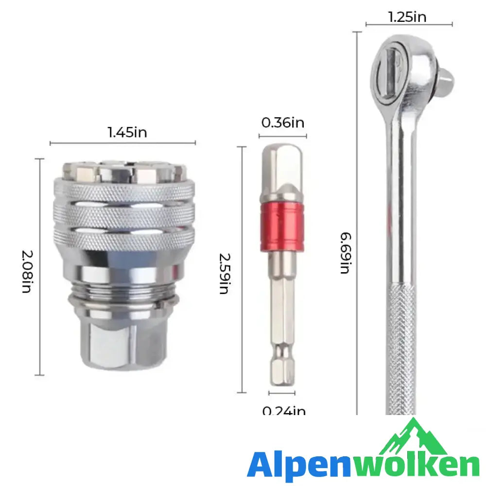 Alpenwolken - Elektrische Bohrmaschine magische Universalsteckdose Universalsteckdose + Verbindungsstange für elektrische Bohrer + 3 8-Zoll-Ratsche