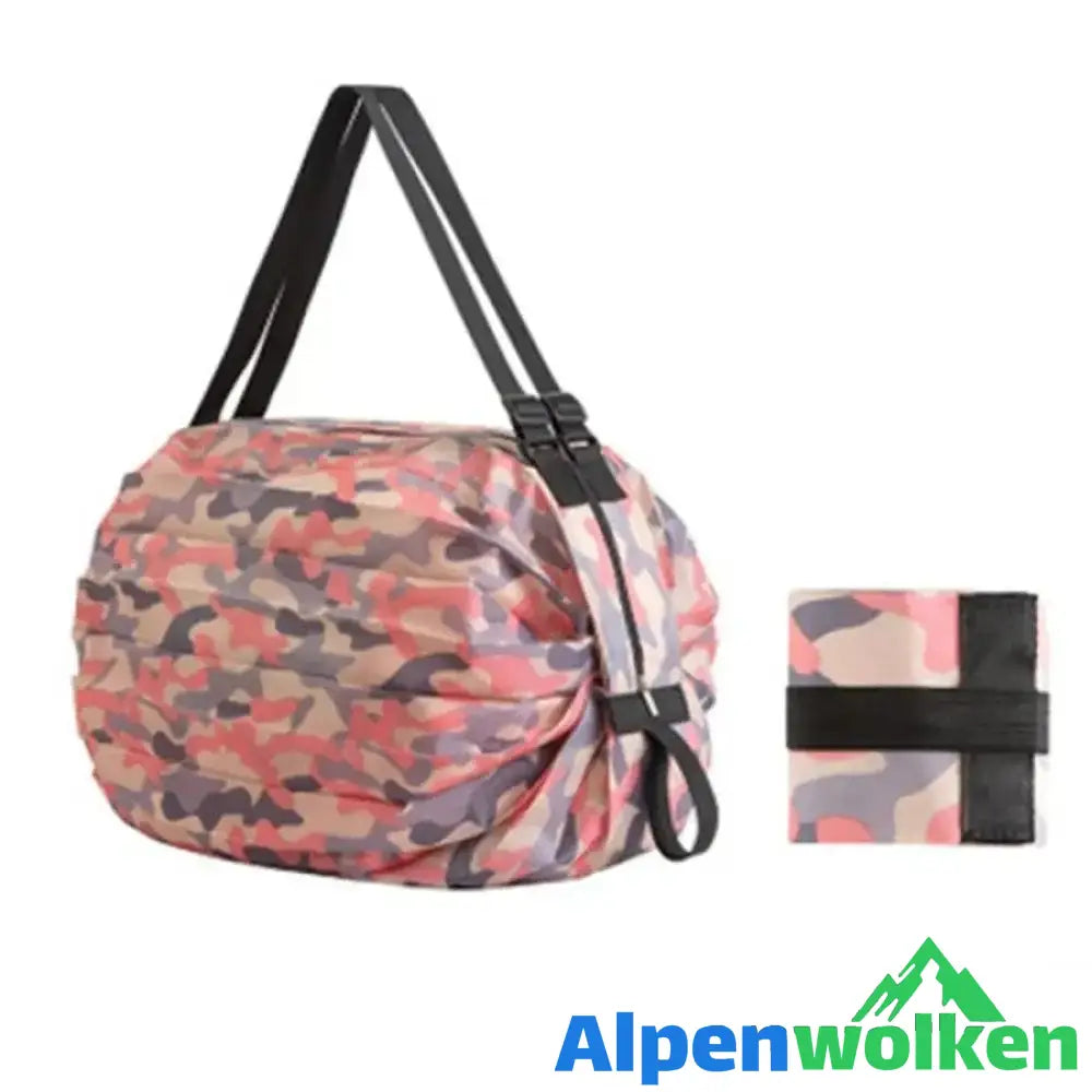 Alpenwolken - Faltbare tragbare umweltfreundliche Einkaufstasche Pink Camouflage