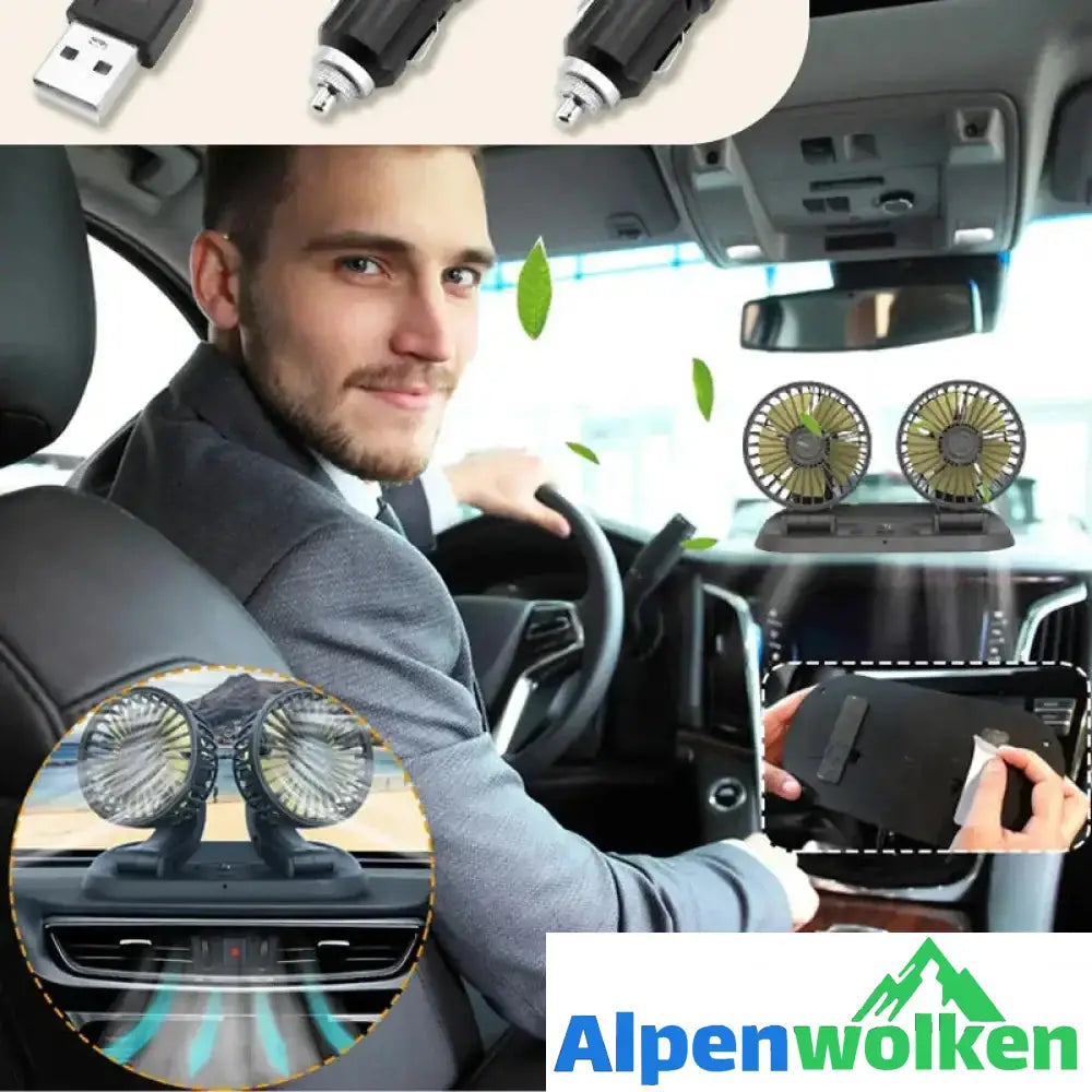 Alpenwolken - Faltbarer Auto Doppelkopf Lüfter