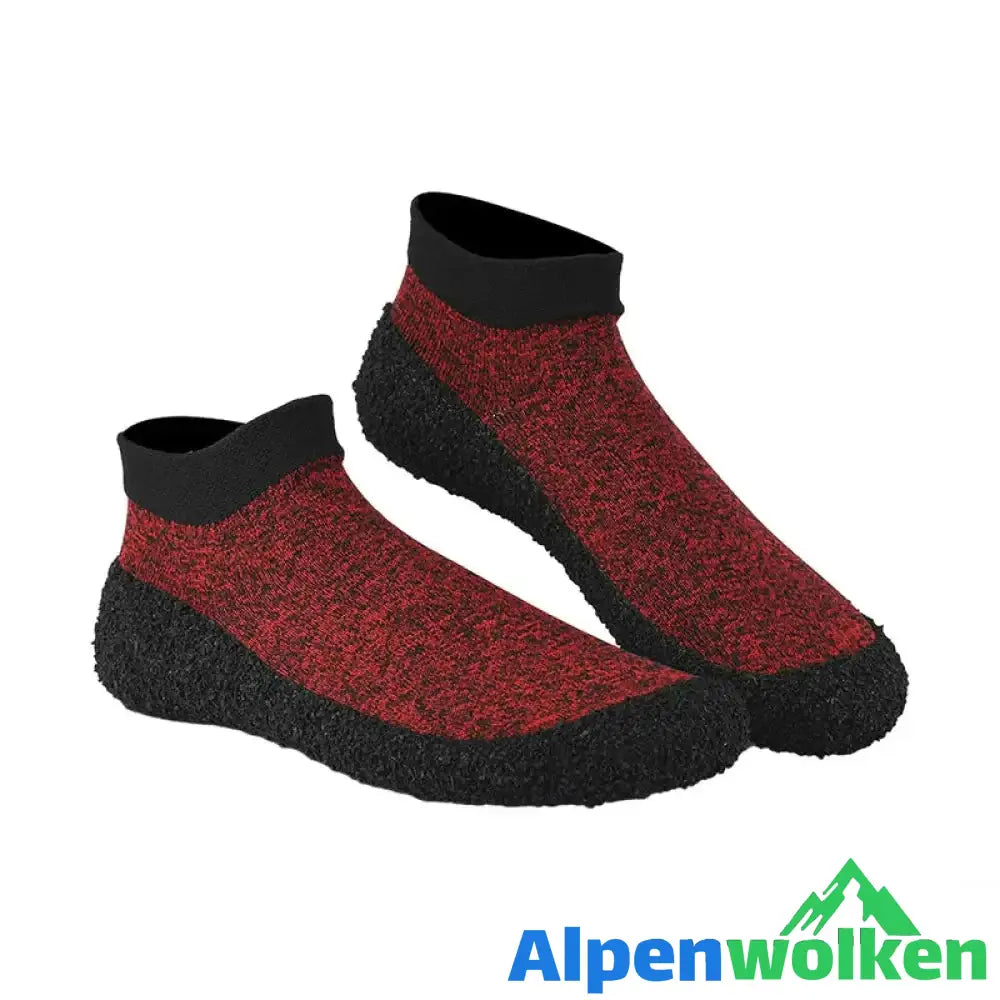 Alpenwolken - Fitness Schwimmen Yoga Socken dunkelrot