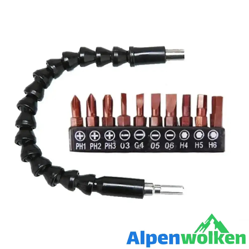 Alpenwolken - Flexible Bithalter Bohrwerkzeug Weiche Welle Schraube Verbindung 300 MM (Schwarz) Schaft und Bohrer