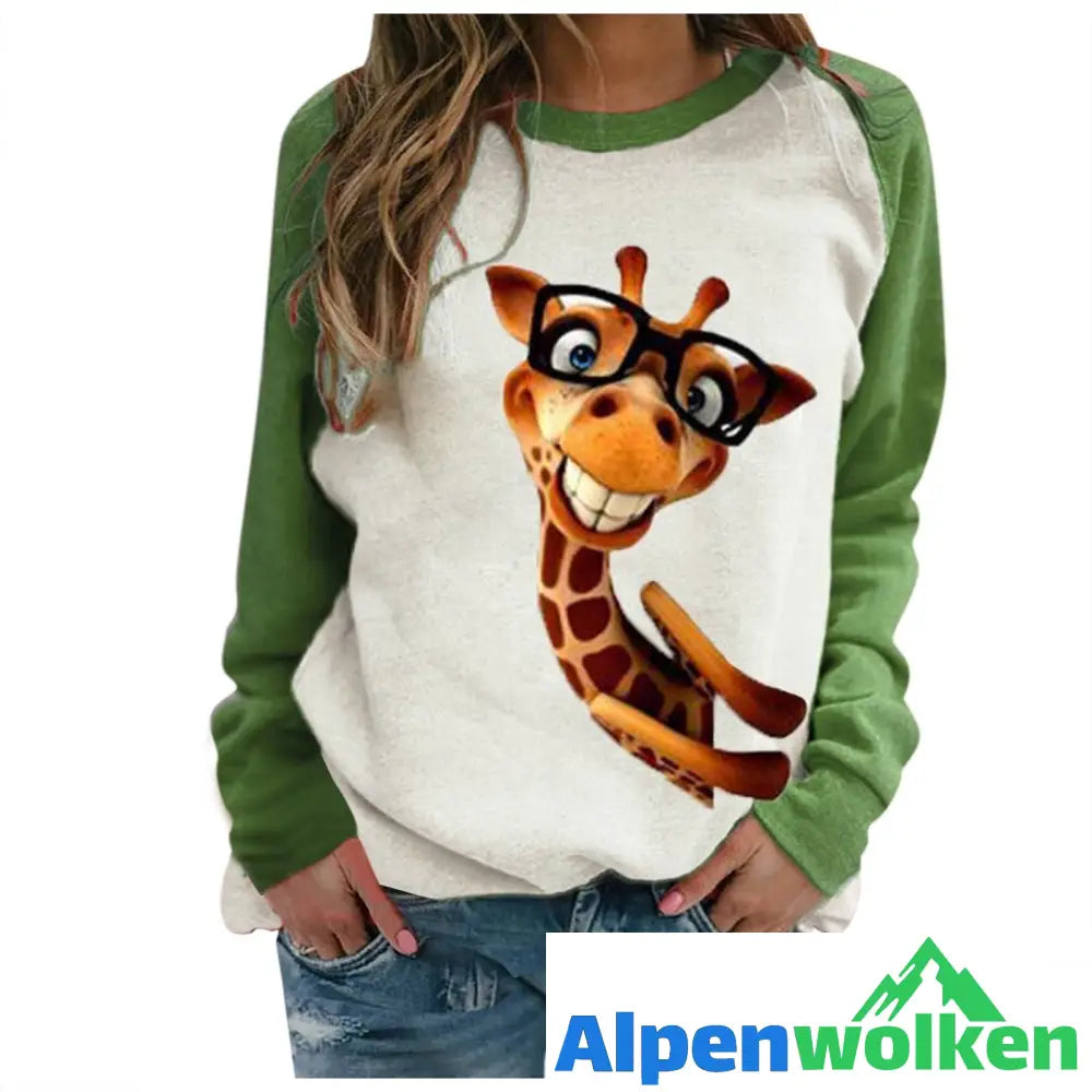 Alpenwolken - Frauen Bedrucktes Sweatshirt Geeky Giraffe