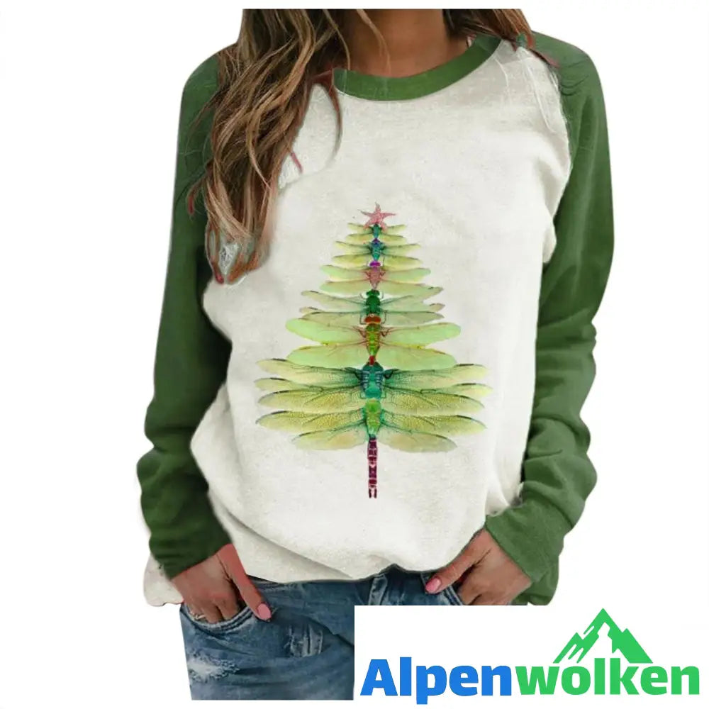 Alpenwolken - Frauen Bedrucktes Sweatshirt Libellenbaum