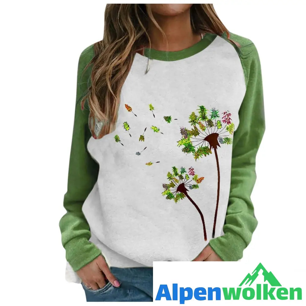 Alpenwolken - Frauen Bedrucktes Sweatshirt Löwenzahn