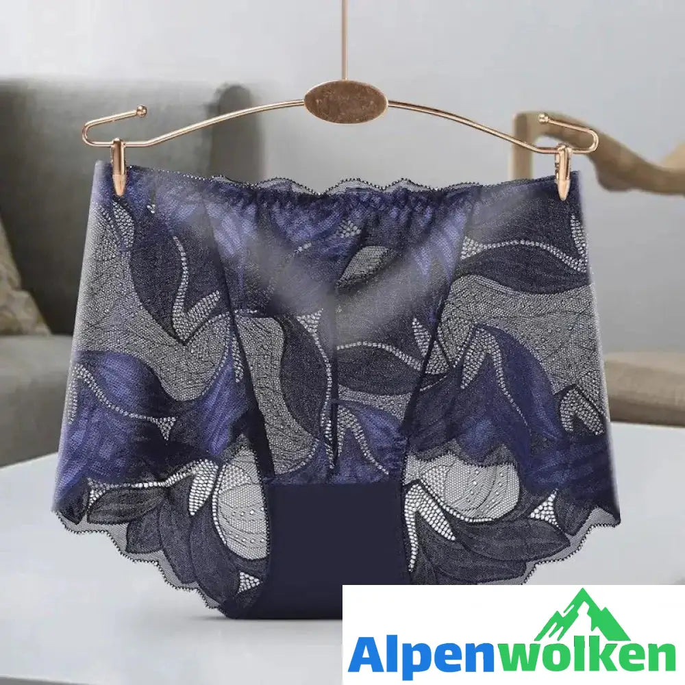 Alpenwolken - Frauen Stickerei Spitze Schlüpfer Dunkelblau