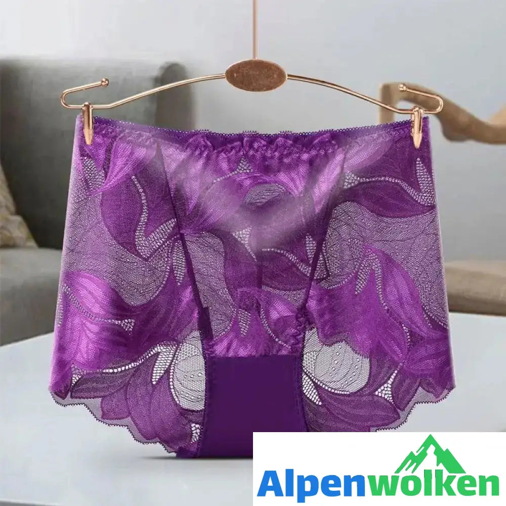 Alpenwolken - Frauen Stickerei Spitze Schlüpfer Lila