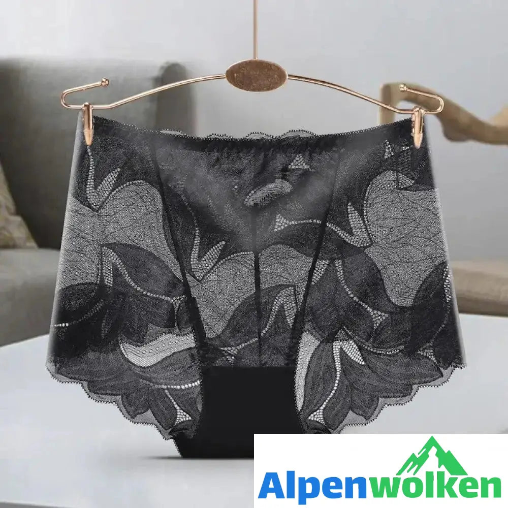 Alpenwolken - Frauen Stickerei Spitze Schlüpfer Schwarz