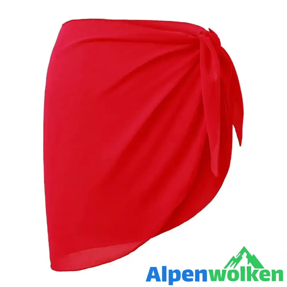 Alpenwolken - Frauen Strandrock einfarbige Sommerbluse leuchtend rot