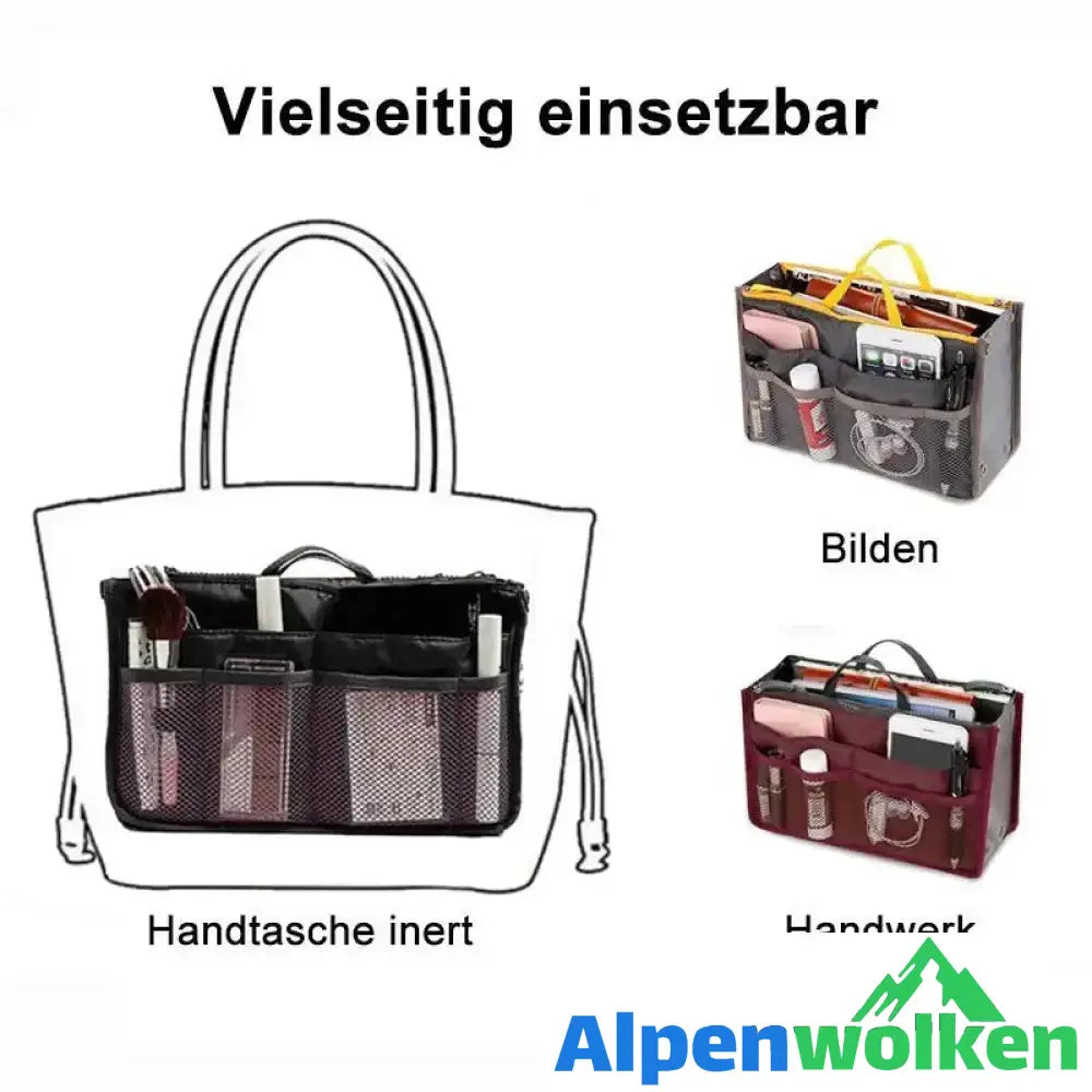 Alpenwolken - Frauen Tasche praktische Handtasche Geldbörse Nylon Dual Organizer Insert Cosmetic Lagerung