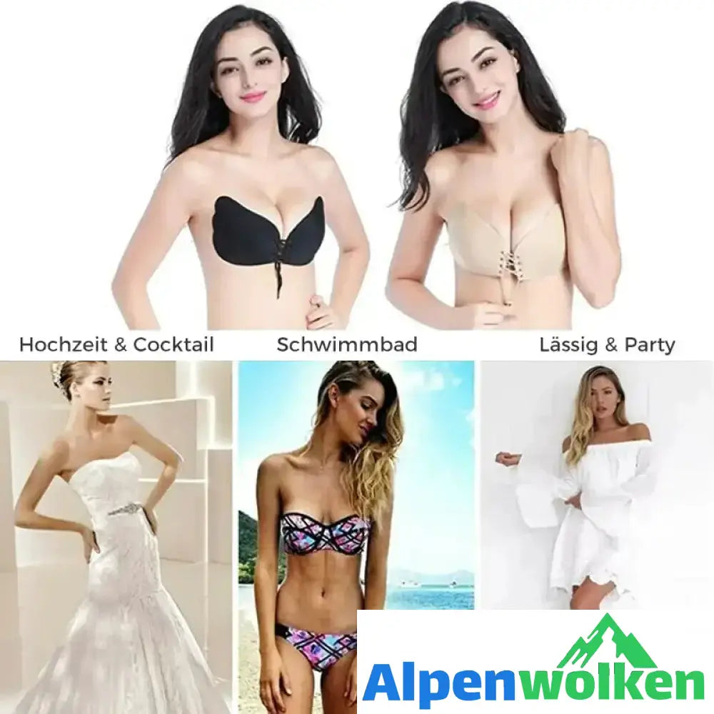 Alpenwolken - Frauen trägerlosen Backless Push Up Self Adhesive mit Drawstrings BH/ Invisible Bra