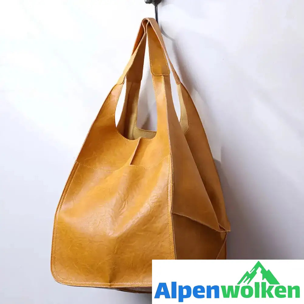 Alpenwolken - Frauen übergroße Leder Handtaschen Gelb