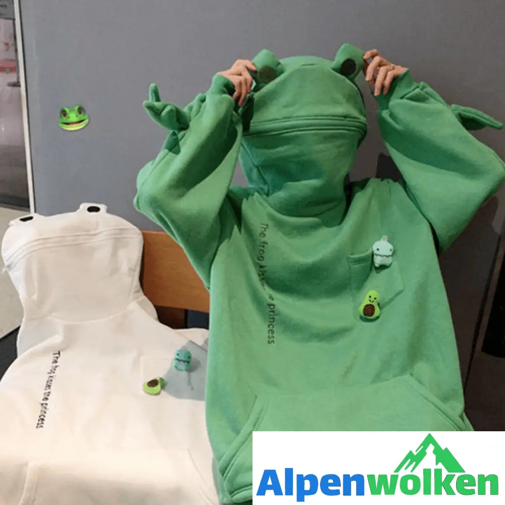 Alpenwolken - Frosch-Kapuzenpullover Mit Reißverschluss