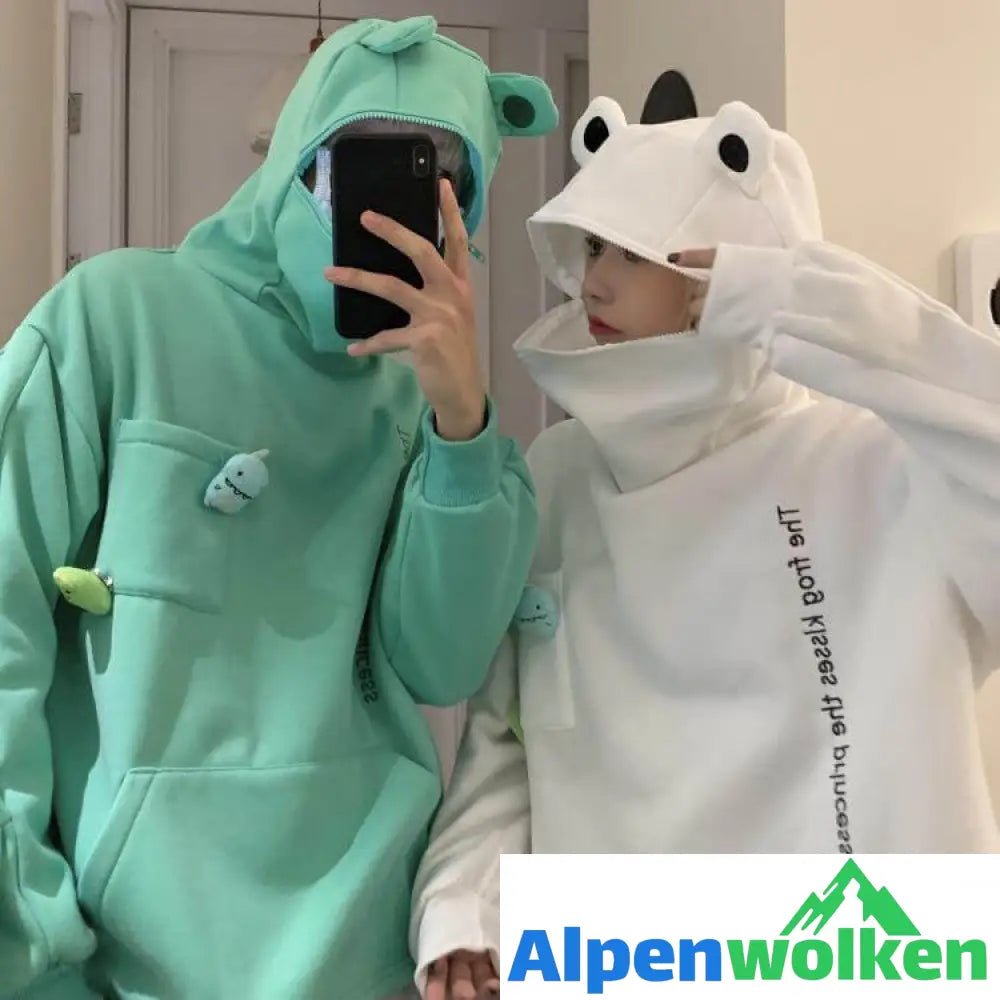 Alpenwolken - Frosch-Kapuzenpullover Mit Reißverschluss