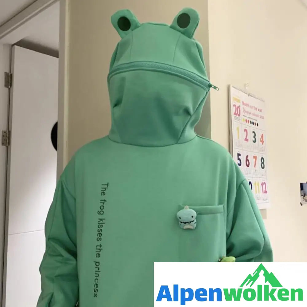 Alpenwolken - Frosch-Kapuzenpullover Mit Reißverschluss