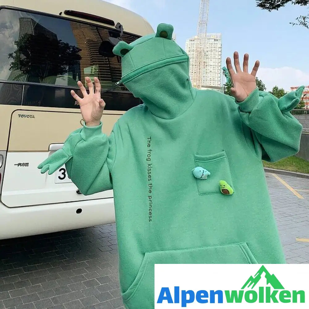 Alpenwolken - Frosch-Kapuzenpullover Mit Reißverschluss