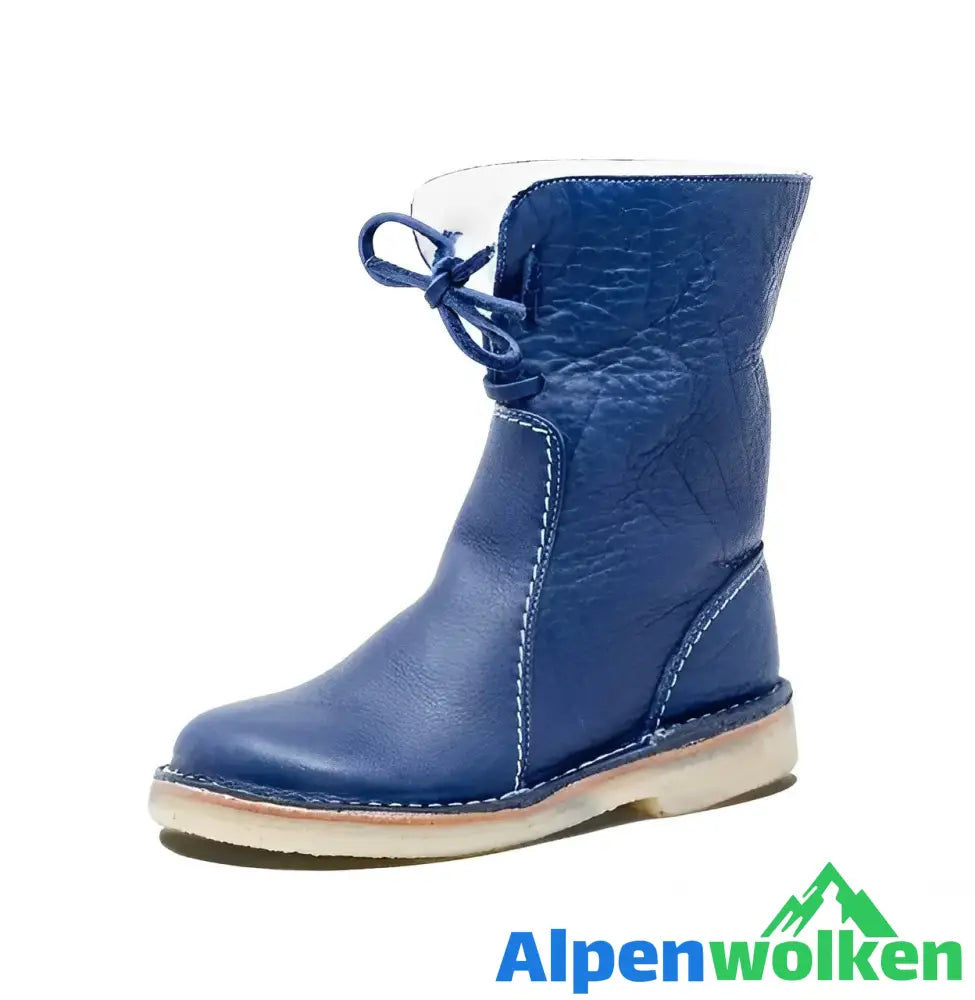 Alpenwolken - FUDUS⁠ - Butterweiche Vintage-Stiefel mit Wasserdichtem Wollfutter Blau