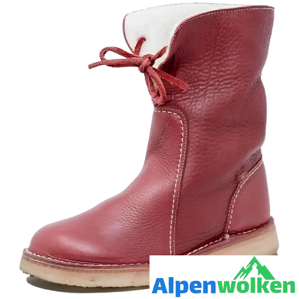 Alpenwolken - FUDUS⁠ - Butterweiche Vintage-Stiefel mit Wasserdichtem Wollfutter Rot