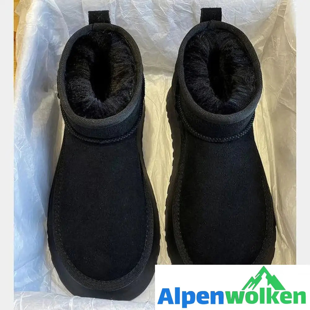 Alpenwolken - FUDUS - Chunky Warm Plüsch Wildleder Stiefel Holzkohle