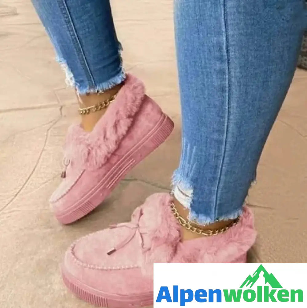 Alpenwolken - FUDUS - Damenstiefel Runde Kopf Dicke Sohle Orthopädische Unterstützung Wolle Dicke Warme Baumwolle Schuhe Rosa