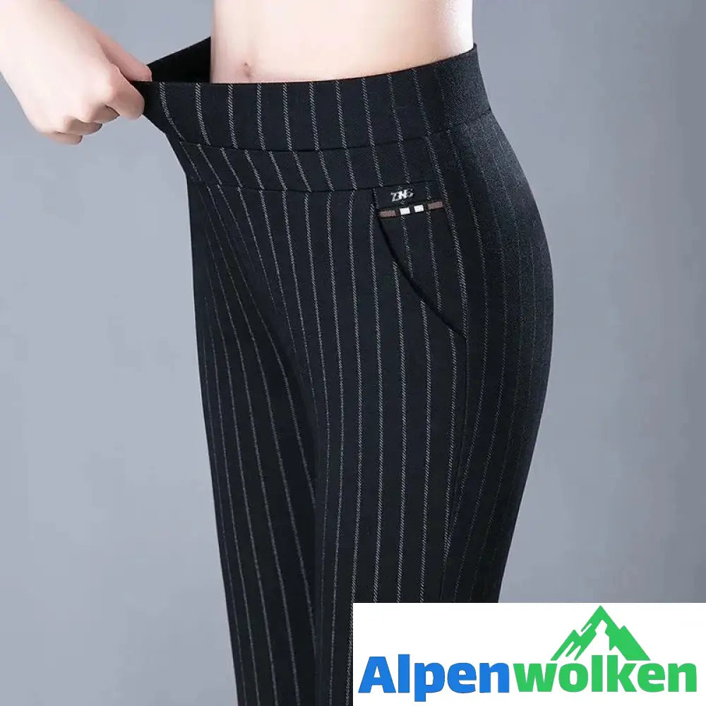 Alpenwolken - FUDUS - Elegante Premium Stretch-Hose Schwarz Gestreift