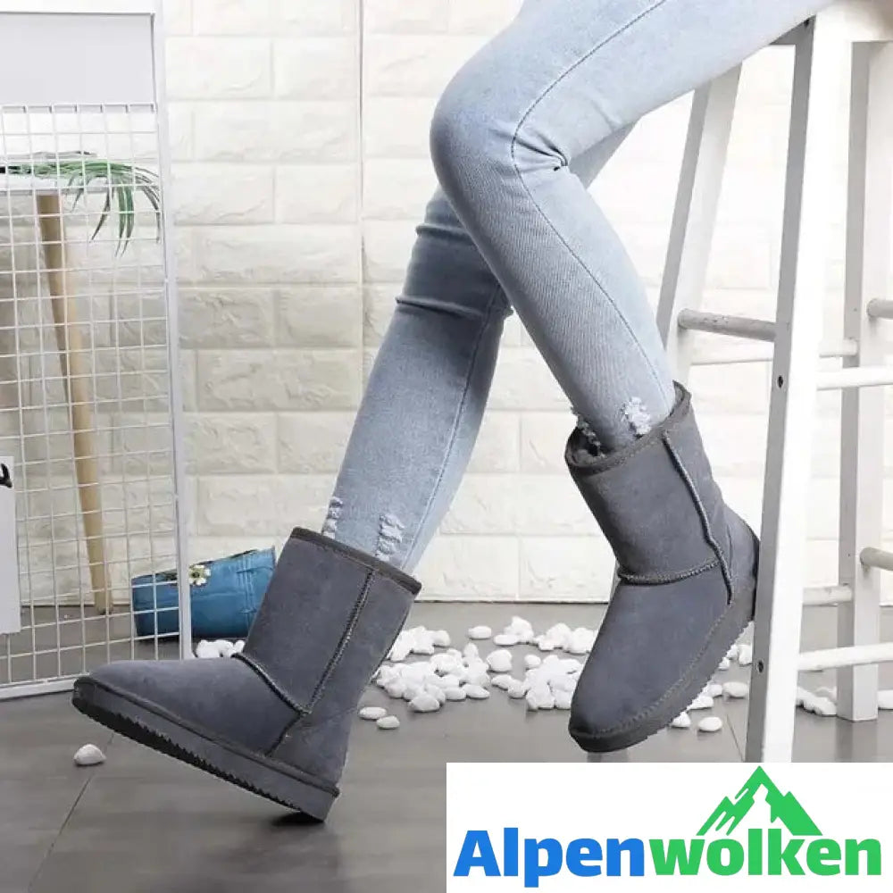 Alpenwolken - FUDUS - Klassisches Leder Warme, bequeme Stiefel Dunkelgrau