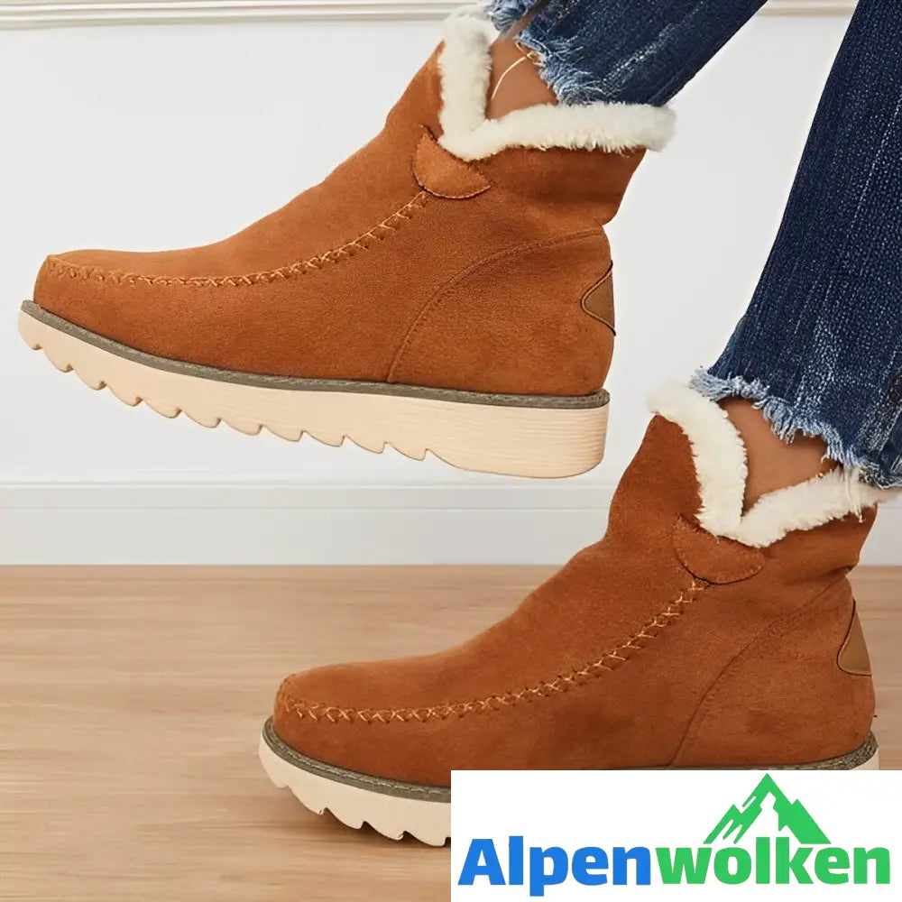 Alpenwolken - FUDUS - Rutschfeste Damen-Schneestiefel Braun