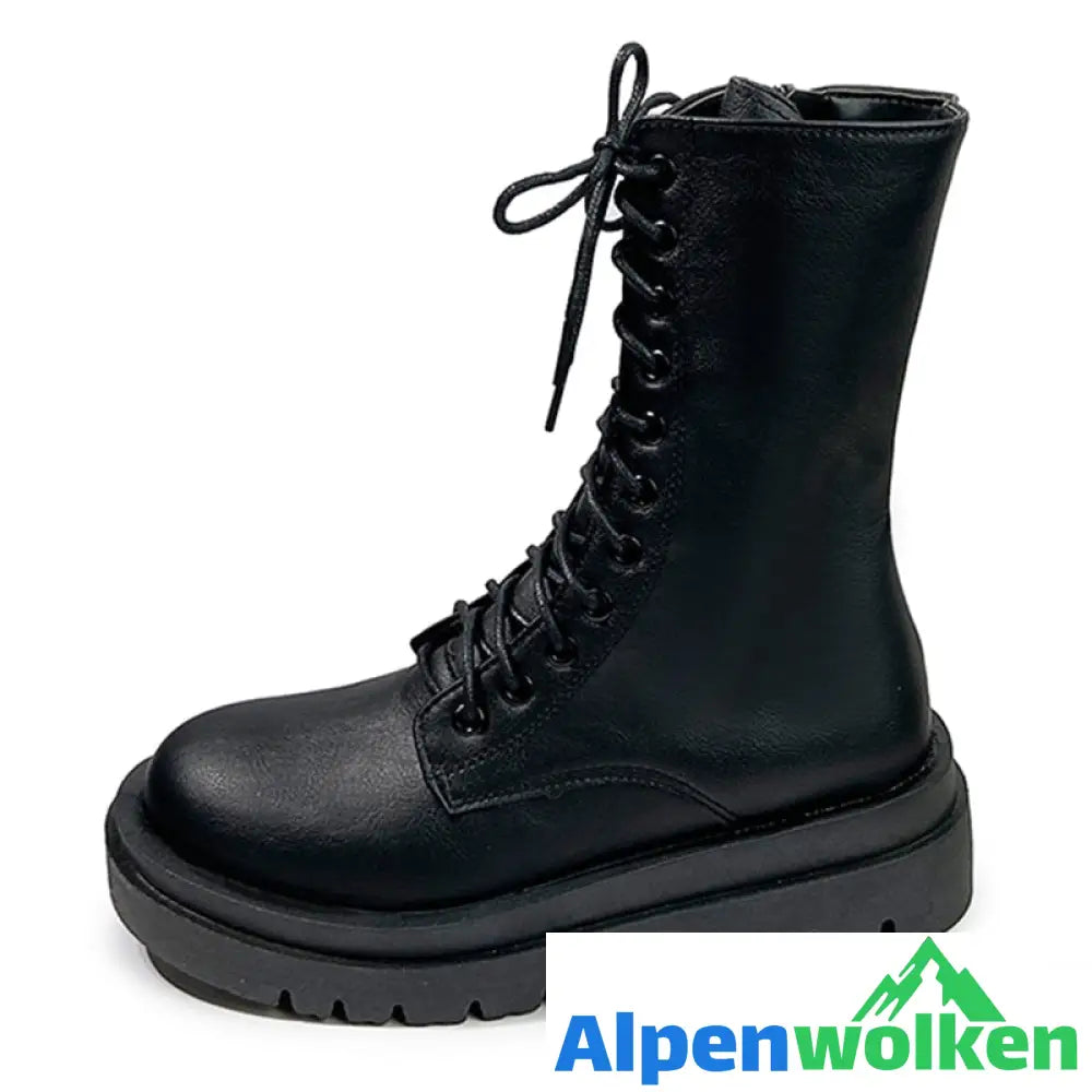 Alpenwolken - Fudus Schmerzfreie Winterstiefel aus Leder Schwarze