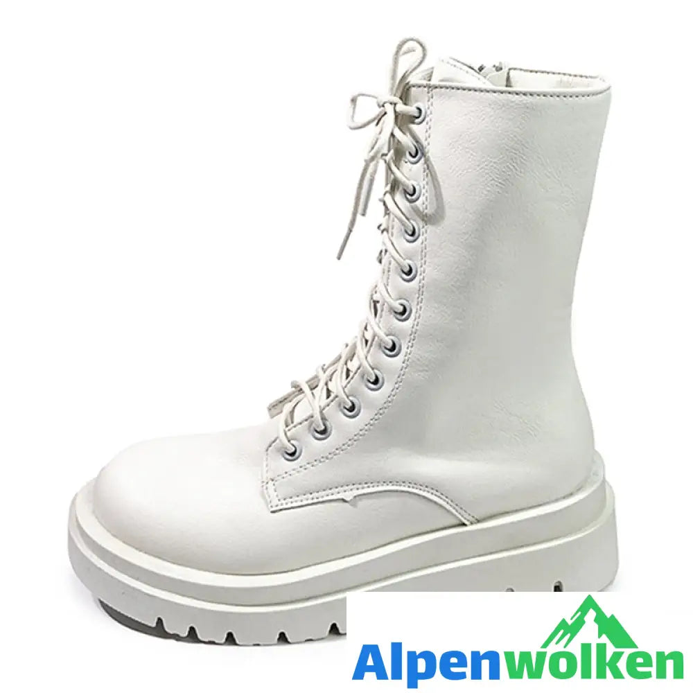 Alpenwolken - Fudus Schmerzfreie Winterstiefel aus Leder Weiß