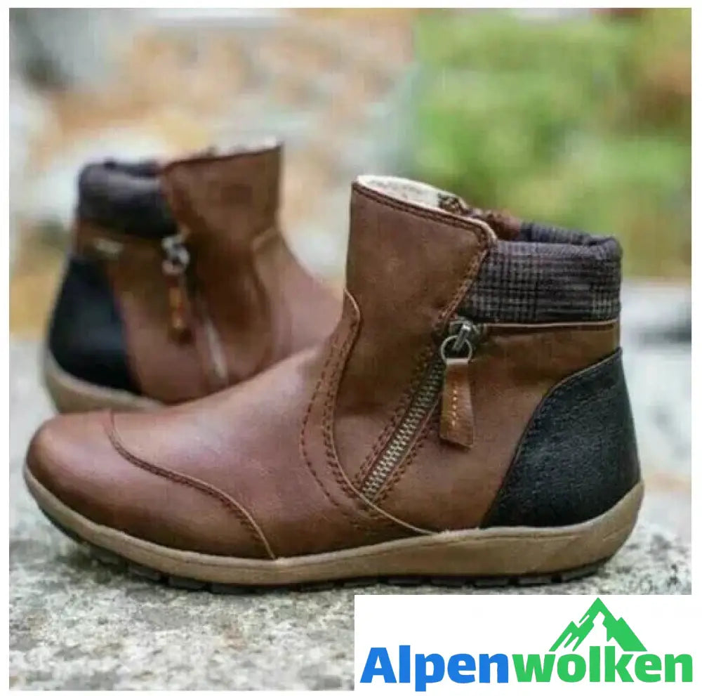 Alpenwolken - FUDUS - Wasserdichte Ankle-Support-Stiefel mit Reißverschluss für Frauen Braun