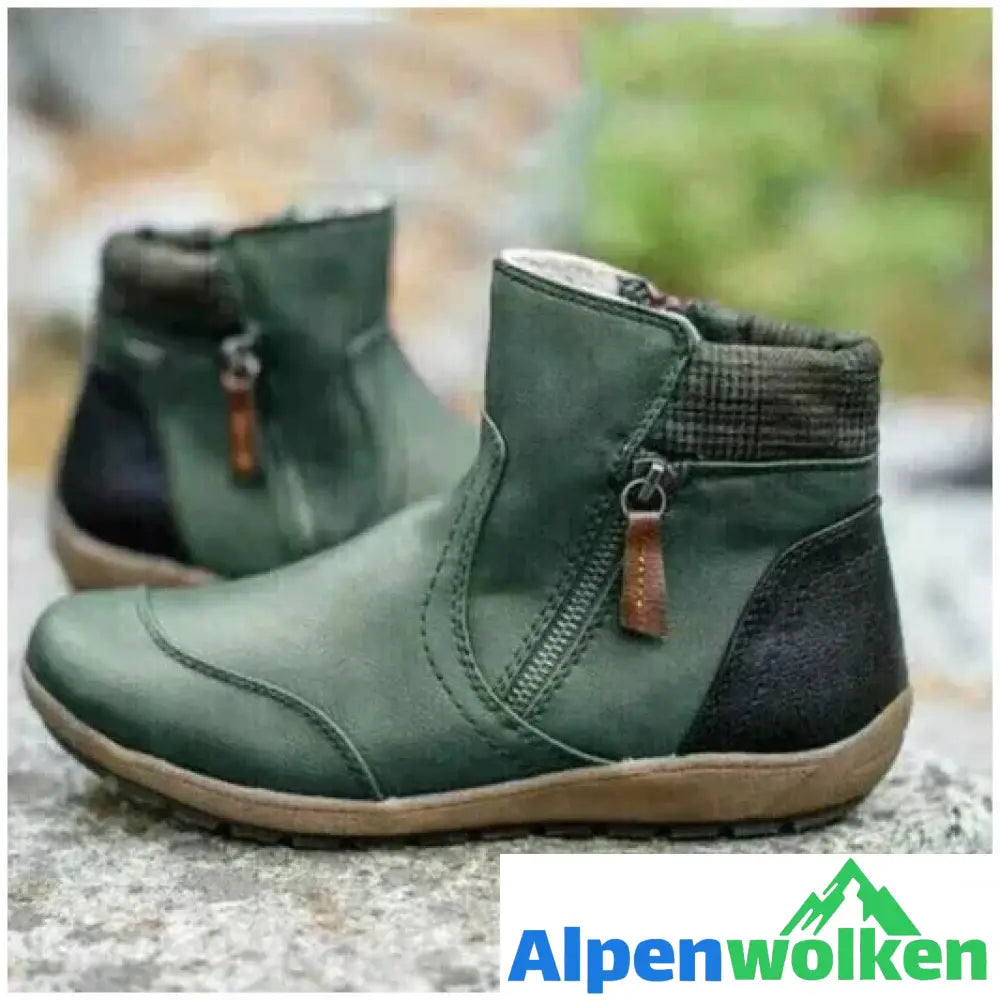 Alpenwolken - FUDUS - Wasserdichte Ankle-Support-Stiefel mit Reißverschluss für Frauen Grün