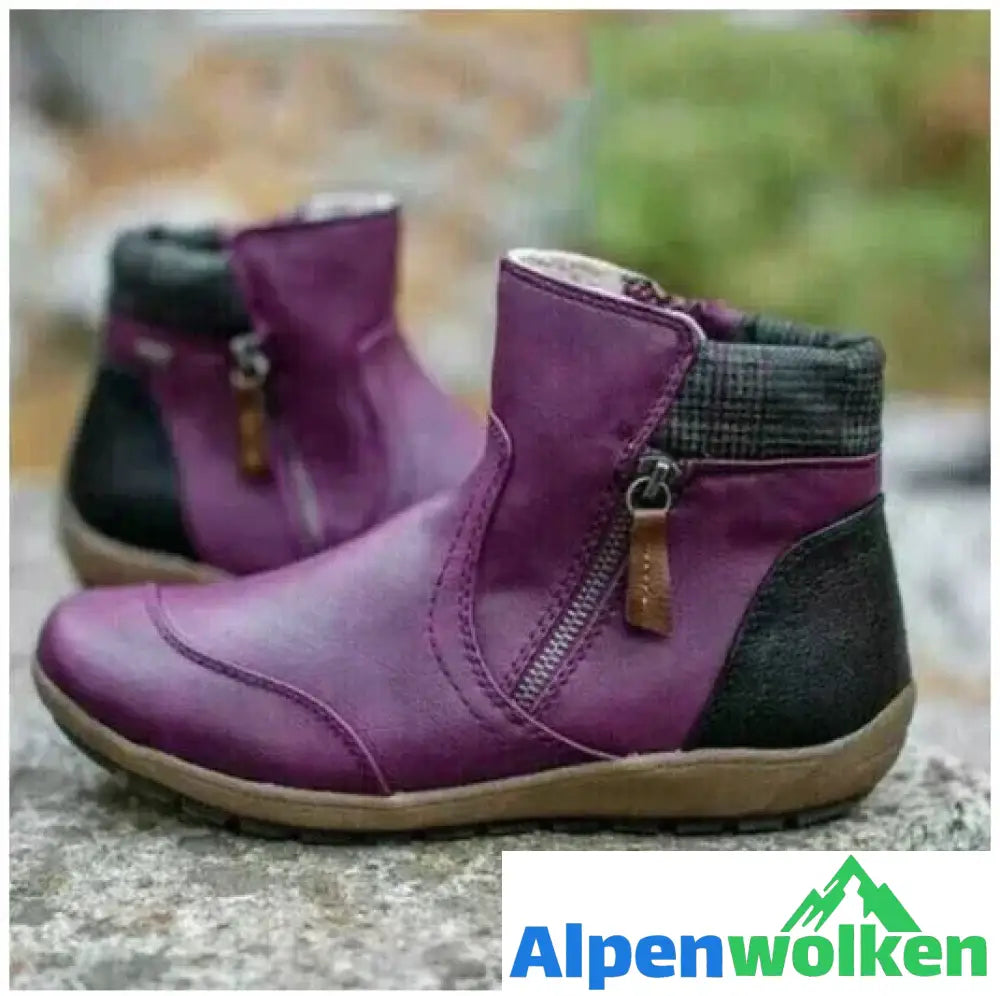 Alpenwolken - FUDUS - Wasserdichte Ankle-Support-Stiefel mit Reißverschluss für Frauen Lila