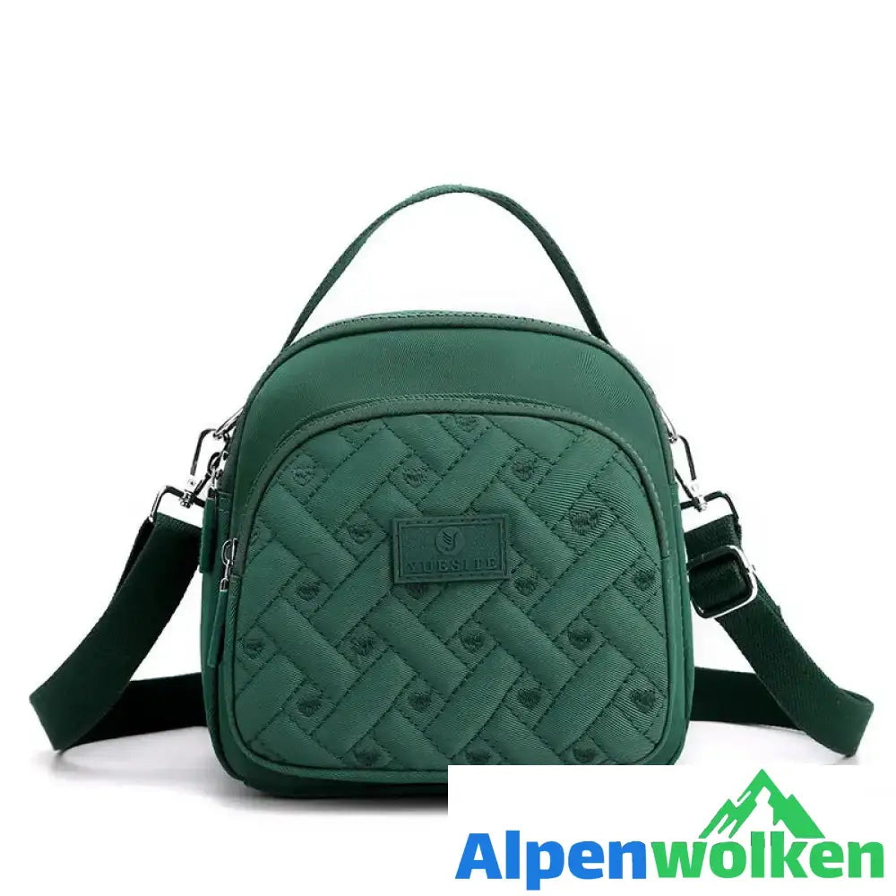 Alpenwolken - Funktioneller, leichter Nylon-Umhängetasche Mini-Rucksack für Damen Dunkelgrün