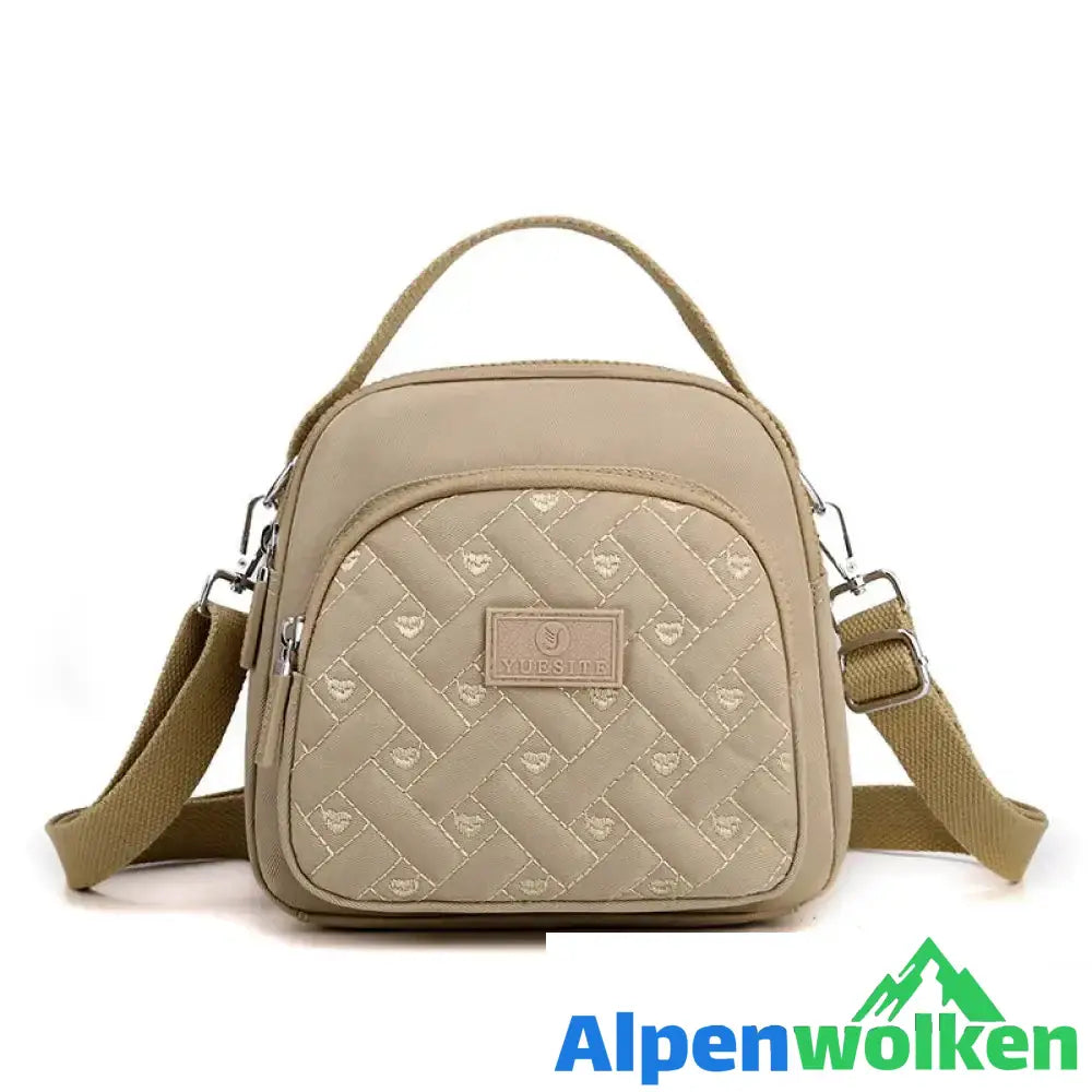 Alpenwolken - Funktioneller, leichter Nylon-Umhängetasche Mini-Rucksack für Damen Khaki