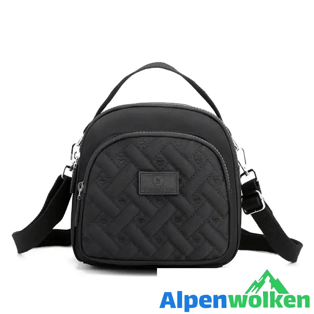 Alpenwolken - Funktioneller, leichter Nylon-Umhängetasche Mini-Rucksack für Damen Schwarz