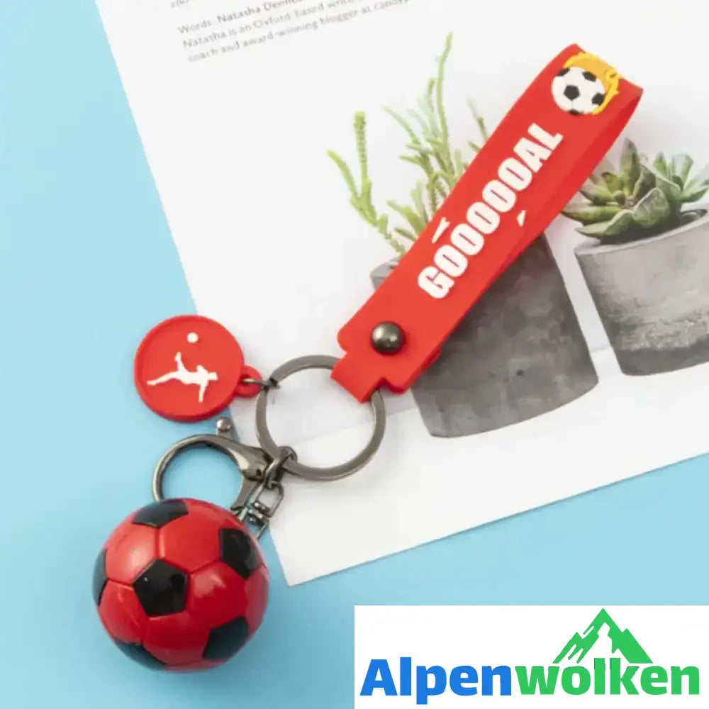 Alpenwolken - Fußball-Schlüsselanhänger Rot