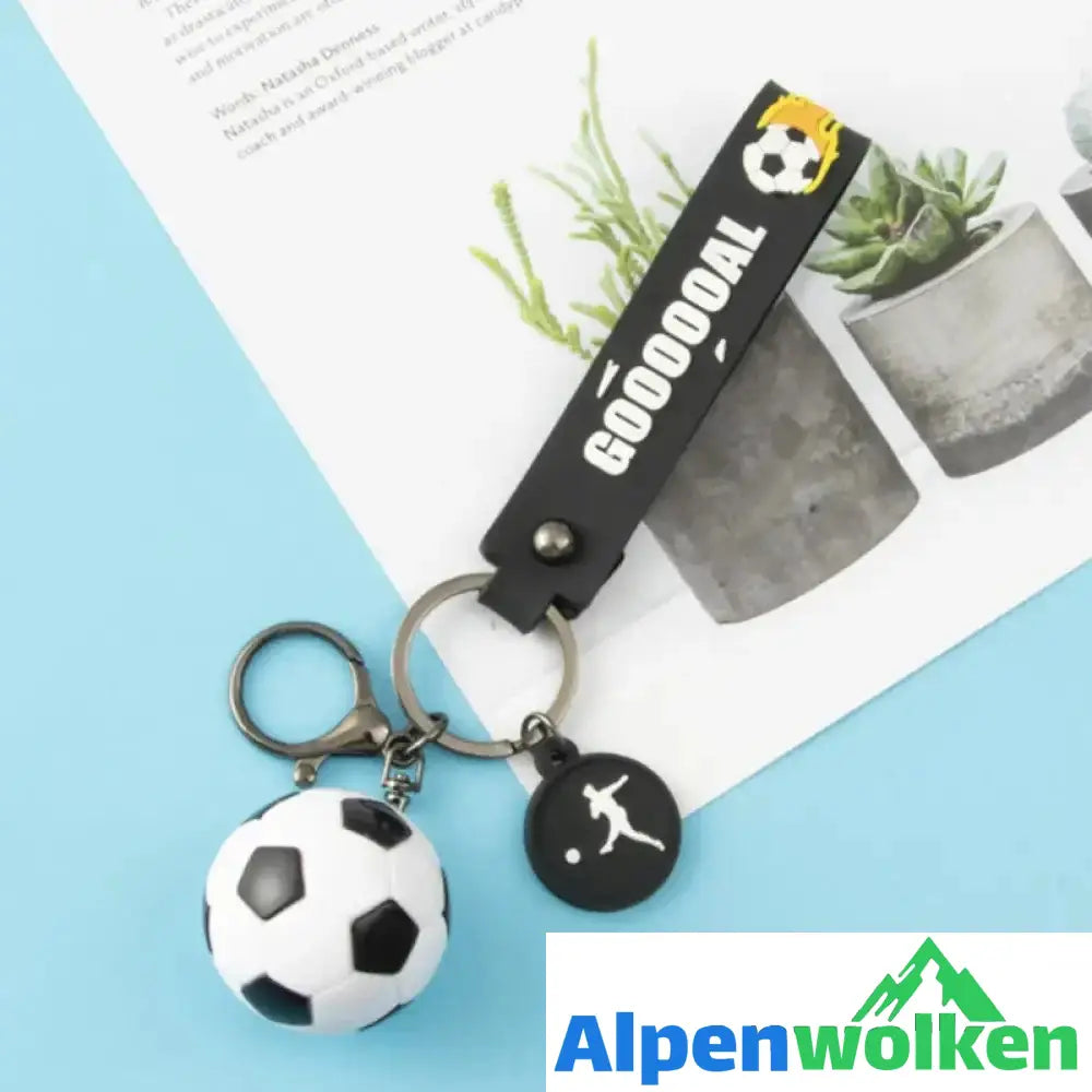 Alpenwolken - Fußball-Schlüsselanhänger Schwarz