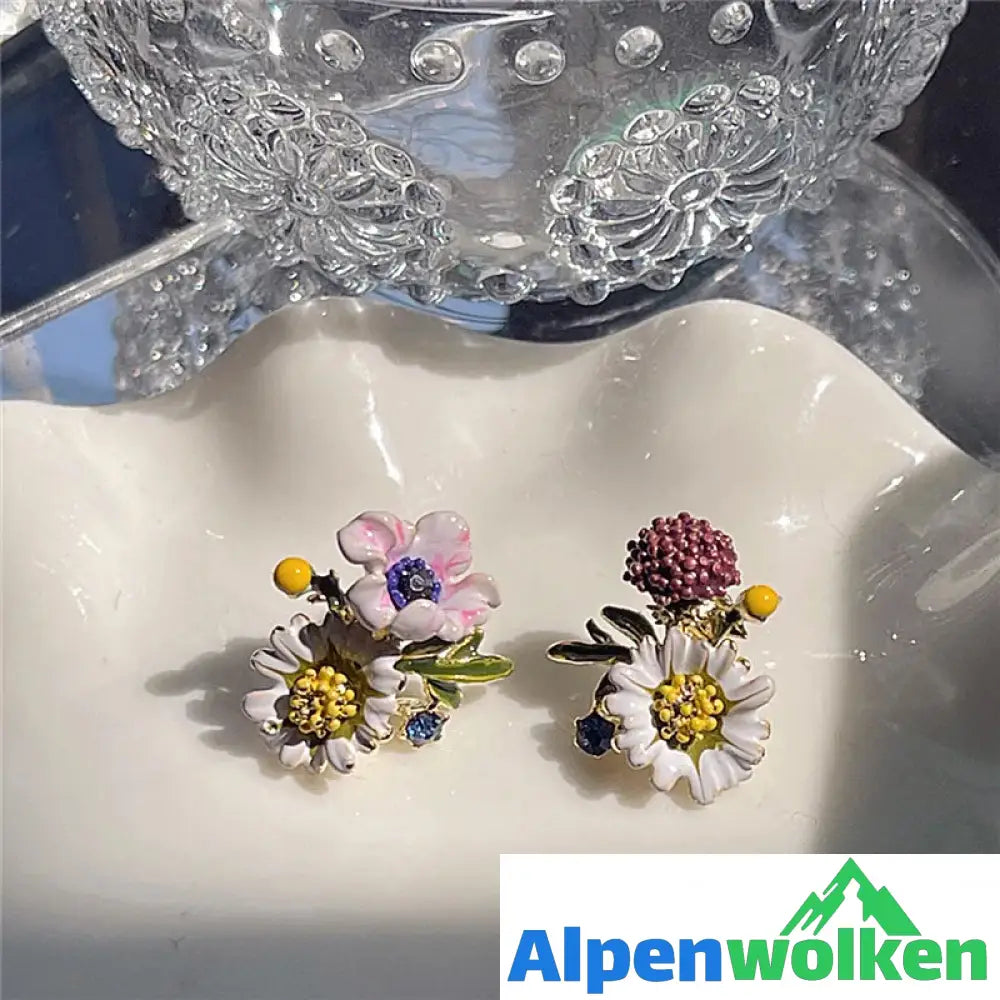 Alpenwolken - ✨Gänseblümchen-Blume asymmetrische Ohrringe