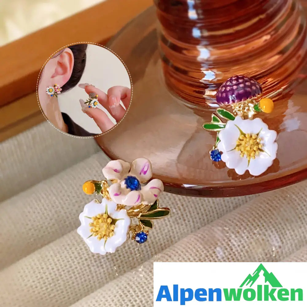 Alpenwolken - ✨Gänseblümchen-Blume asymmetrische Ohrringe