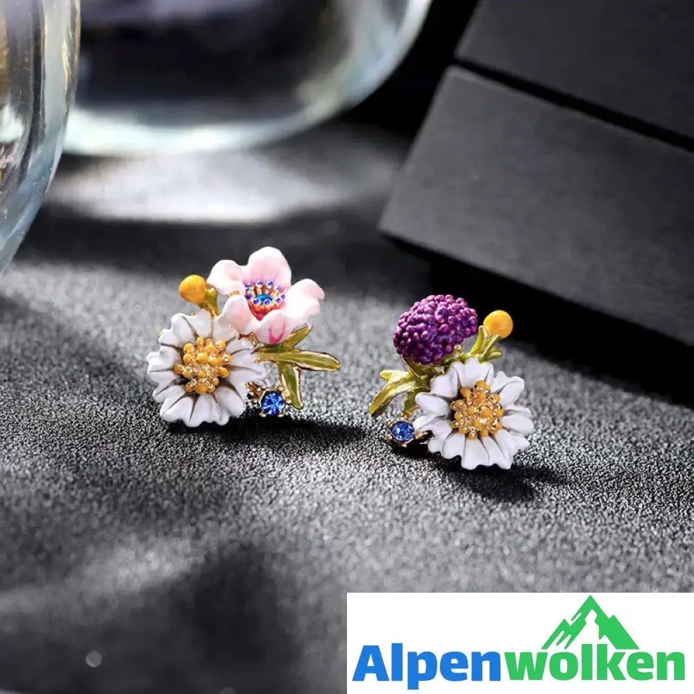 Alpenwolken - ✨Gänseblümchen-Blume asymmetrische Ohrringe