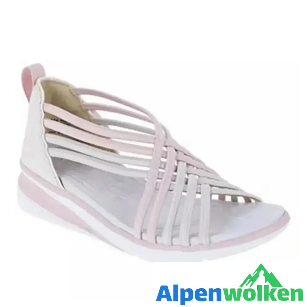 Alpenwolken - Geflochtene Fischmaul-Sandalen für Damen Pink