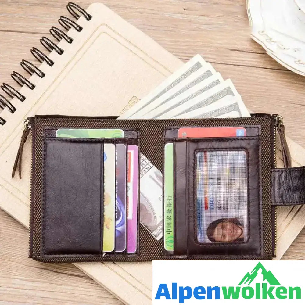 Alpenwolken - Geldbörse aus gewachstem Leder mit Schnalle für Herren